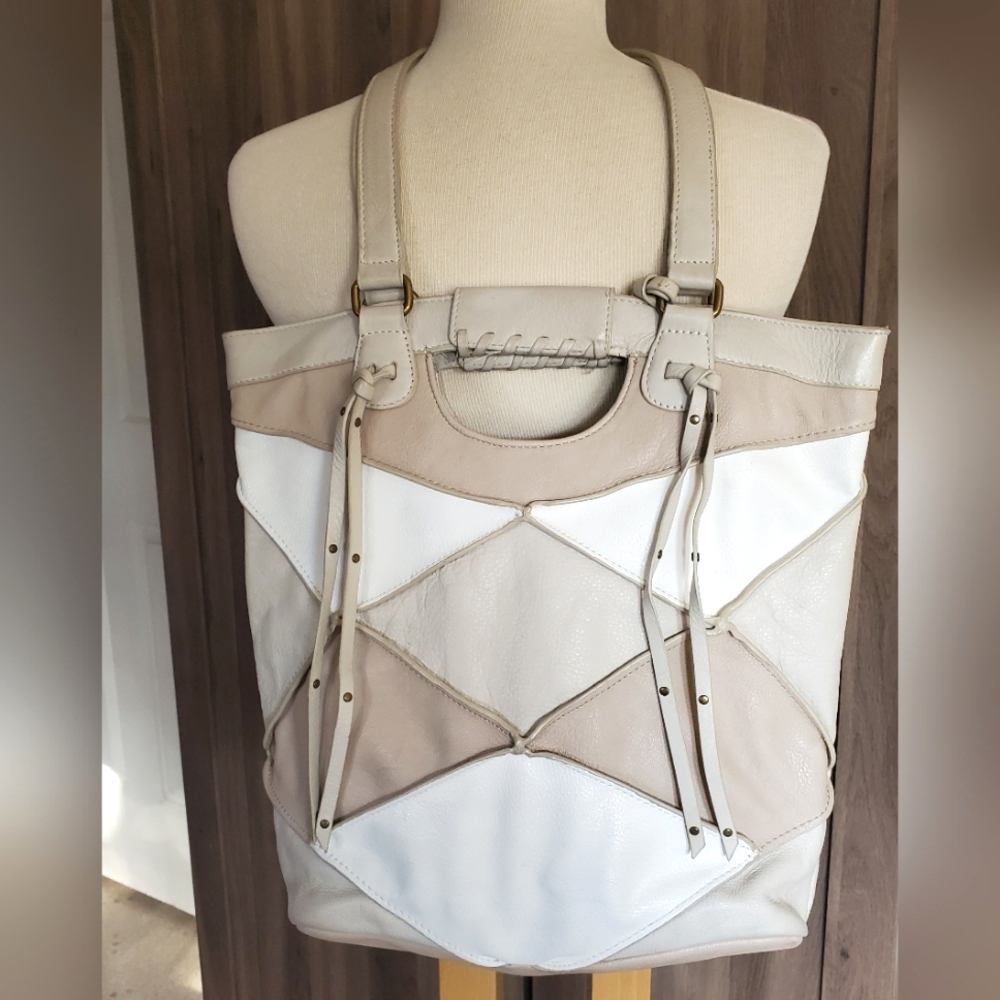 Andrea Jovine CELIA Pebbled Leather Patchwork Tote Bag Handbag.
